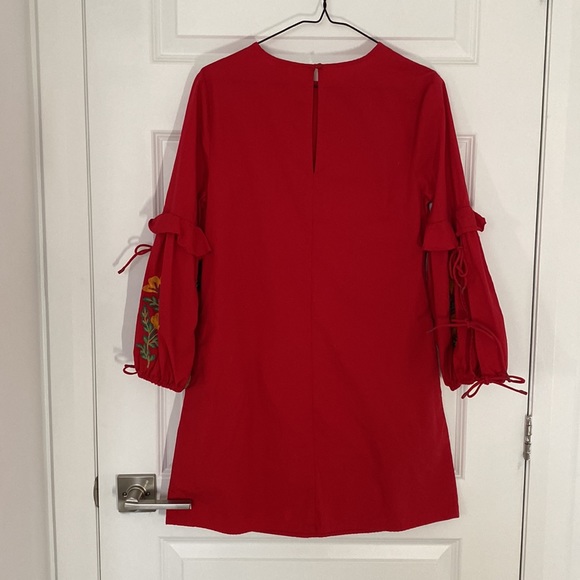 LUCY & LAUREL - tunic dress red embroidered sleeves boho size small - Picture 5 of 7
